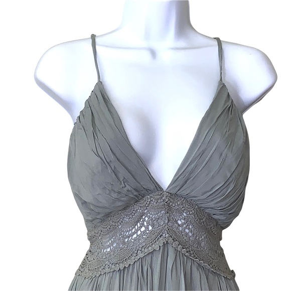 Miss Avenue Dress Hi-Low Gray Empire Waist Tie Back at Neck - Picture 3 of 13